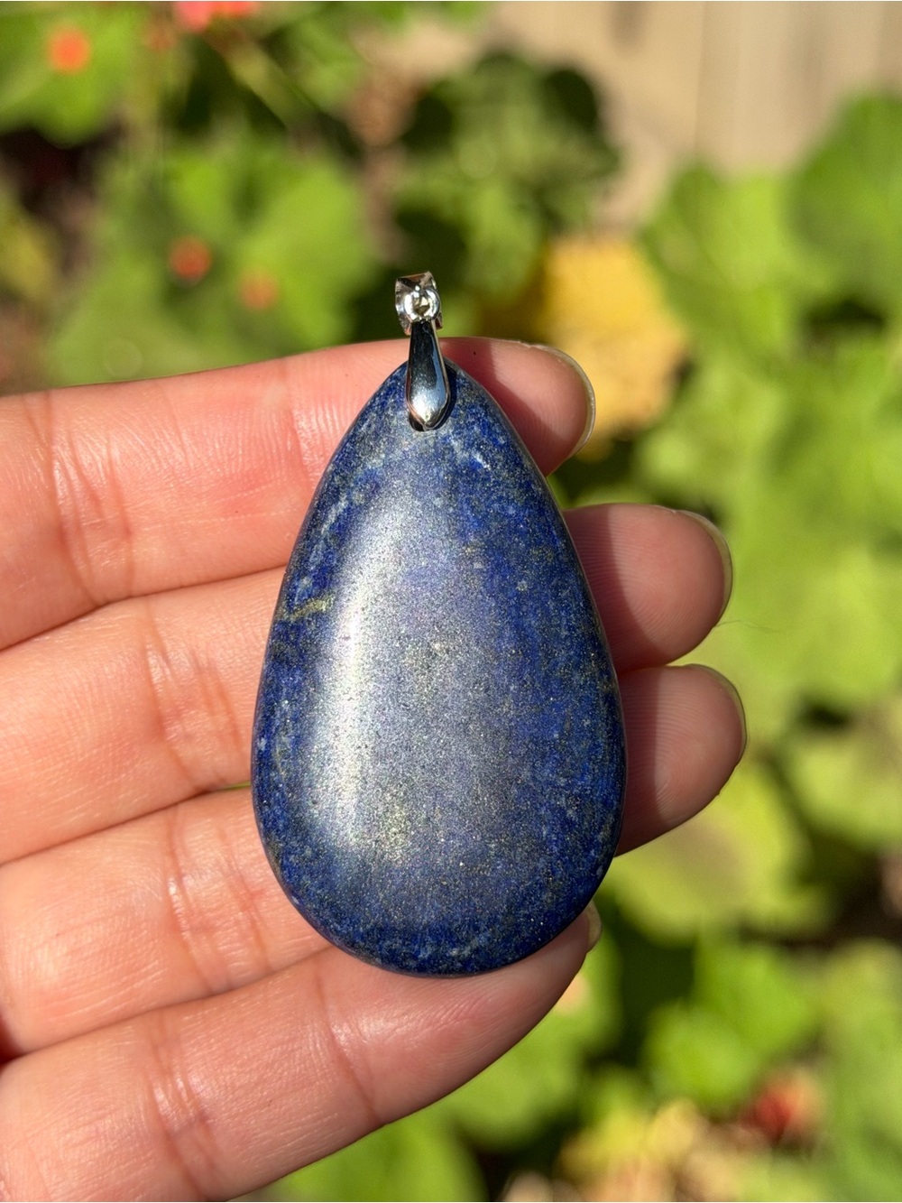Lapis Lazuli Teardrop Pendant Necklace - Deep Blue Stone Palo - Picture 4 of 5